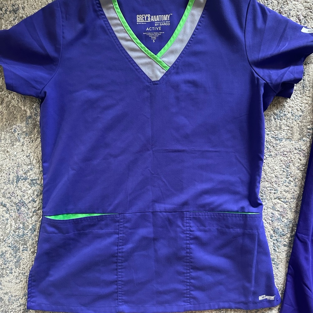 Grey's Anatomy scrub set. Medium bottom, Small top, Grape Purple.